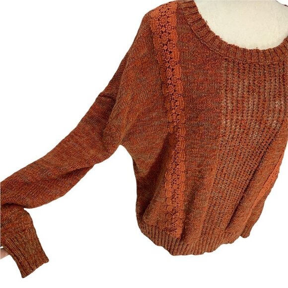 𝅺gentle Fawn Slub Sweater Multi Textured Lace Insert Pullover Sweater Sz S - Picture 4 of 11